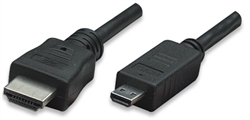 High Speed HDMI Cable With Ethernet Channel HDMI Male to Micro-HDMI Male, 2 m (6.6 ft.), Black