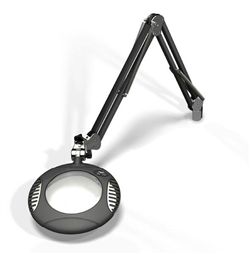  LED Illuminated Magnifier Green-Lite  6", 2x (4 Diop), 43" arm, SD Base Assembly, Multi Angle LEDs, 120-240V, Charcoal Mist