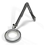 LED Illuminated Magnifier Green-Lite, 6" Diameter, 2x(4 Diop), 43" arm, Clamp Down Base Assembly, Multi Angle LEDs, 120-240V, Silver