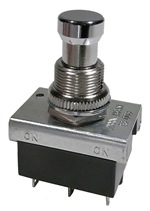 Push Button Switch DPDT On-On 6 Amp @ 250VAC (10 Amp @ 125VAC) with chrome button.