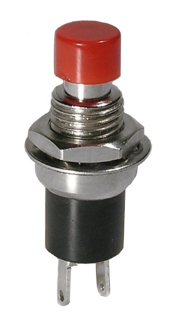 Push Button Switch SPST Off-(On) N/O Red Button 1A @ 125VAC