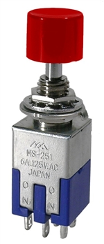 Push Button Switch SPDT On-On Red Button 6A @ 125VAC