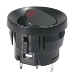 Rocker Switch SPST On-Off Black Button Red LED