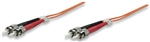 Fiber Optic Patch Cable, Duplex, Multimode ST/ST, 50/125um, 3.0 ft (1.0 m), Orange