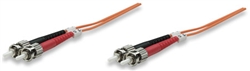 Fiber Optic Patch Cable, Duplex, Multimode ST/ST, 50/125um, 7.0 ft (2.0 m), Orange