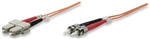 Fiber Optic Patch Cable, Duplex, Multimode ST/SC, 50/125um, 3.0 ft (1.0 m), Orange