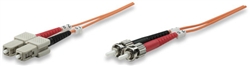 Fiber Optic Patch Cable, Duplex, Multimode ST/SC, 50/125um, 3.0 ft (1.0 m), Orange