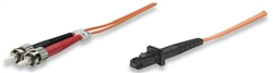 Fiber Optic Patch Cable, Duplex, Multimode MTRJ/ST, 50/125um, 7.0 ft (2.0 m), Orange