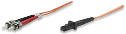 Fiber Optic Patch Cable, Duplex, Multimode MTRJ/ST, 50/125um, 10.0 ft (3.0 m), Orange