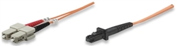 Fiber Optic Patch Cable, Duplex, Multimode MTRJ/SC, 50/125um, 3.0 ft (1.0 m), Orange
