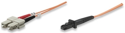 Fiber Optic Patch Cable, Duplex, Multimode MTRJ/SC, 50/125um, 7.0 ft (2.0 m), Orange