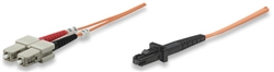 Fiber Optic Patch Cable, Duplex, Multimode MTRJ/SC, 50/125um, 10.0 ft (3.0 m), Orange
