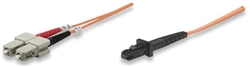 Fiber Optic Patch Cable, Duplex, Multimode MTRJ/SC, 50/125um, 14.0 ft (5.0 m), Orange