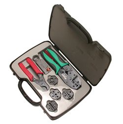 Coax Crimping Kit..w/Crimp Frame, 5 Dies, Rotary Stripper