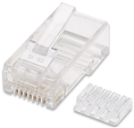 100-Pack Cat6 RJ45 Modular Plugs UTP, 3-prong, with insert, for solid wire, 100 plugs in jar