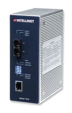 Industrial Fast Ethernet Rail Converter 10/100Base-TX to 100Base-FX (SC) single-mode, 30 km, IP30 industrial standard