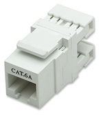 10 Gigabit Cat6A UTP 180° Keystone Jack, White 180°, White