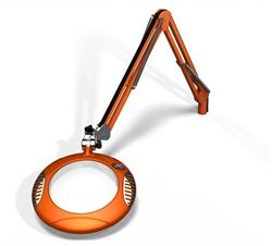 LED Illuminated Magnifier, Green-Lite , 7.5"Diameter  2x (4 Diop), 43" Arm Reach, SD Base, 120-240V, Brilliant Orange