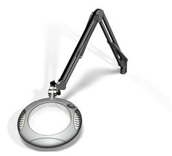 LED Illuminated Magnifier, Green-Lite, 7.5"Diameter -2.25x (5 diopter) 43 Reach - Weighted Base, Silver