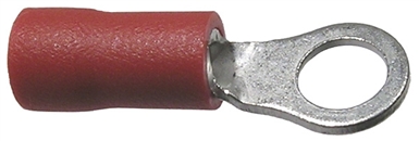 Insulated Ring Terminal Red 22-16 Wire Range #4 Stud Size CUL