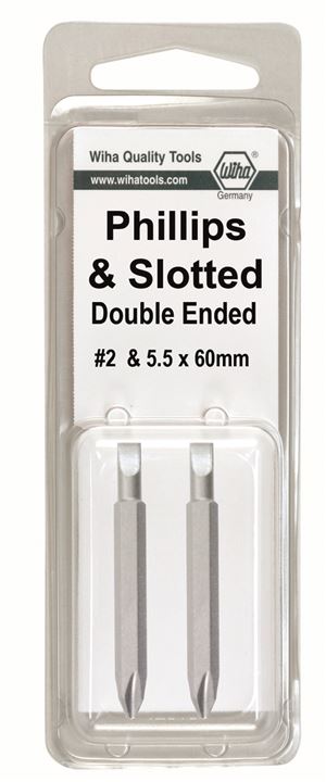 Slotted & Phillips Double End Bit 5.5 + #2 2Pk
