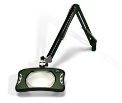 Rectangle LED Magnifier, Lens dimension 7x5.25. 2x (4 Diop), 43" Arm Reach, SD Base, 120-240V, Racing Green