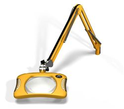 Rectangle LED Magnifier, Lens dimension 7x5.25. 2x (4 Diop), 43" Arm Reach, SD Base, 120-240V, Blazing Yellow