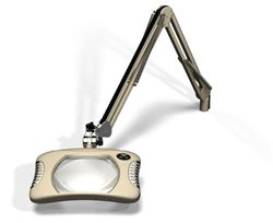 Rectangle LED Magnifier, Lens dimension 7x5.25. 2x (4 Diop), 43" Arm Reach, SD Base, 120-240V, Shadow White