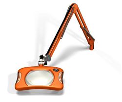 Rectangle LED Magnifier, Lens dimension 7x5.25. 2x (4 Diop), 43" Arm Reach, CD Base, 120-240V, Brilliant Orange