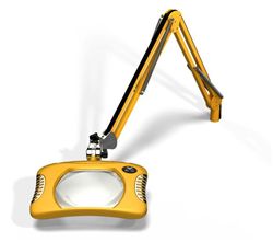 Rectangle LED Magnifier, Lens dimension 7x5.25. 2x (4 Diop), 43" Arm Reach, CD Base, 120-240V, Blazing Yellow