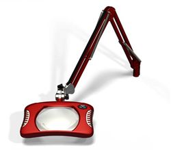 Rectangle LED Magnifier Lens dimension 7"x5.25" 4 Diopter (2x) Weighted Base, Blaze Red