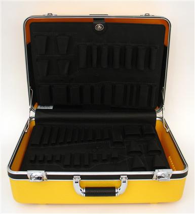 928TY-CB DELUXE POLYETHYLENE TOOL CASE WITH CHROME HARDWARE COLOR YELLOW