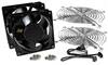 Low dB AC fan kit. Includes 2x 120mm Fans with metal grills and cord assembly. 116 CFM and only 30 dB.