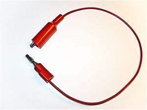 Red Insulated Alligator Clip to Stackable Banana Plug, 12" 20G PVC