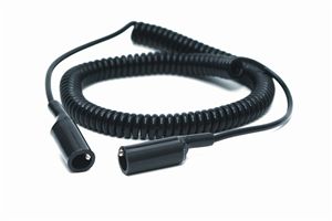 Black Insulated Alligator Clips on Both Ends - Coiled Cord, 2' coiled, 10' extended