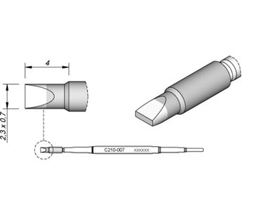 C210007 - Cartridge Chisel 2,3x0,7 T210 Soldering Tip