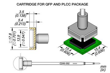 C245352 - Cartridge QFP 15.4 x 15.4 - T245 Soldering Tip