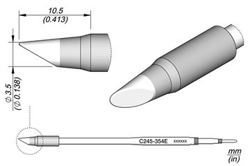 C245354E - Cartridge Bevel 3.5mm Long - T245 Soldering Tip
