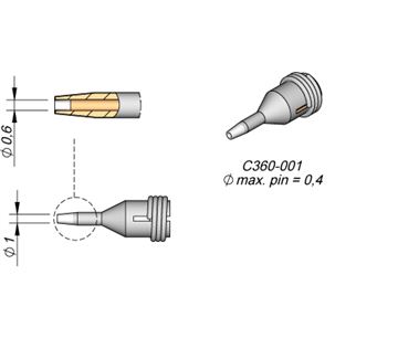 C360001 - Microdesoldering Tip dia. 0,6 DS360 Iron