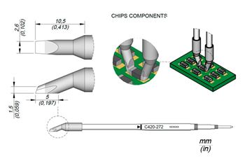 C420272 - Cartridge Chip 2,6 HT420 Thermal Tweezer Tip