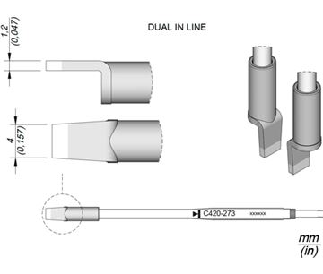 C420273 - Cartridge Dual in Line  4,0 HT420 Thermal Tweezer Tip