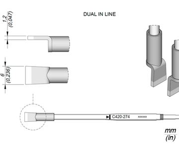 C420274 - Cartridge Dual in Line  6,0 HT420 Thermal Tweezer Tip