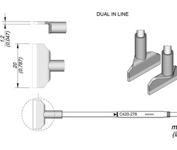 C420278 - Cartridge Dual in Line 20,0 HT420 Thermal Tweezer Tip
