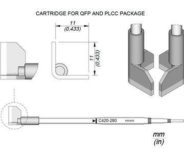 C420280 - Cartridge QFP 11,0 HT420 Thermal Tweezer Tip