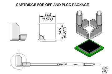 C420288 - Cartridge QFP 14.5mm HT420 Thermal Tweezer Tip