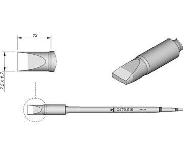 C470016 - Cartridge Chisel  7,5X1,7 T470 Heavy Duty Iron Tip