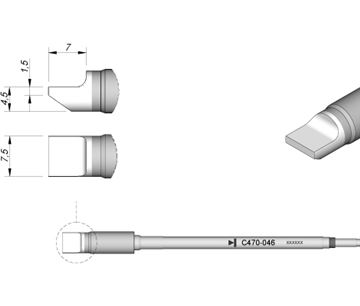 C470046 - Cartridge Single Flat 7,5 T470 Heavy Duty Iron Tip