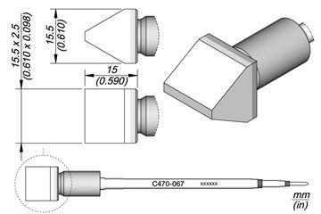C470067 - Cartridge Chisel 15.5 x 2.5 Square T470 Heavy Duty Iron Tip