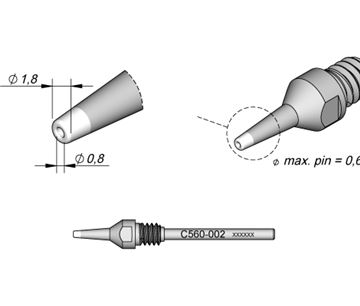 C560002 - Desoldering Tip dia. 0,8 HT DR560 Desoldering Iron Tip