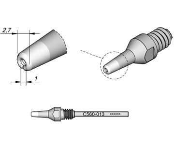 C560013 - Desoldering Tip dia. 1 PADS DR560 Desoldering Iron Tip